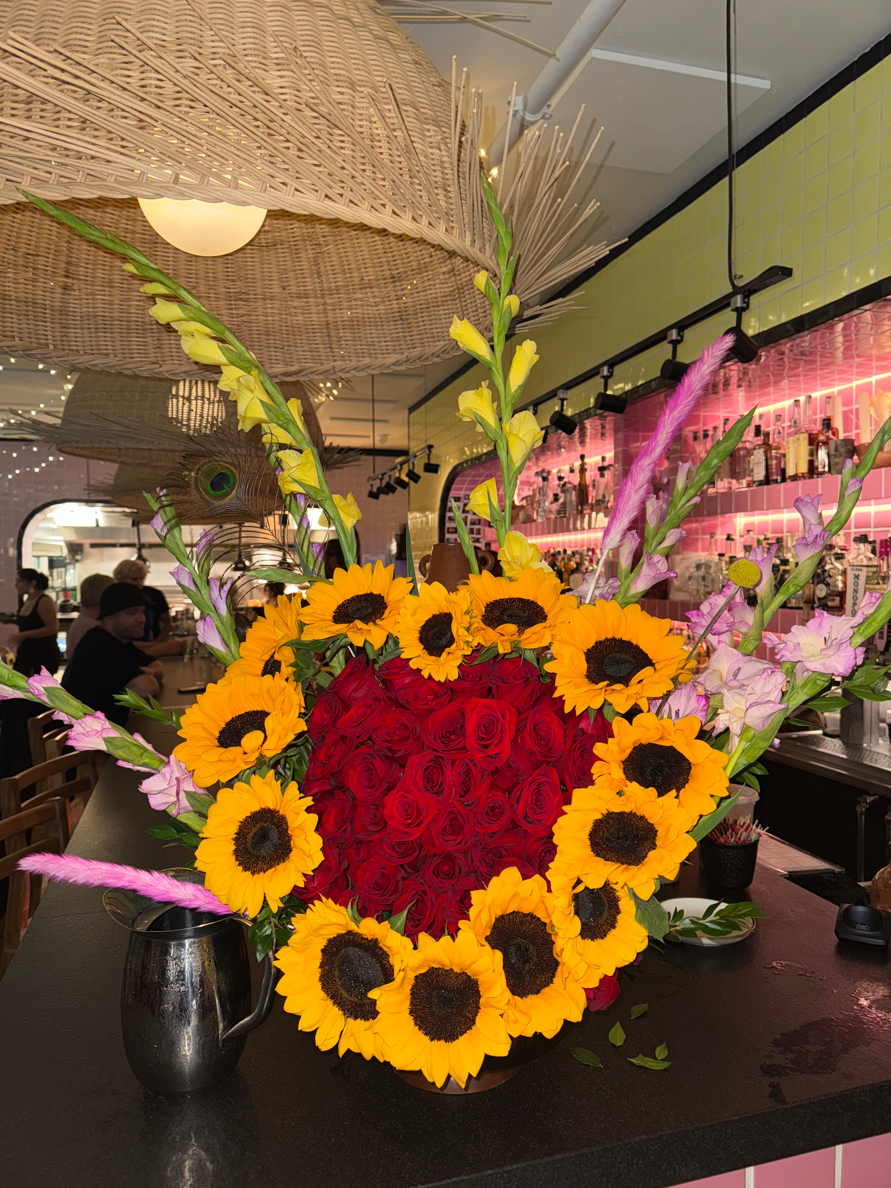 Heart of Sunflowers & Roses Centerpiece